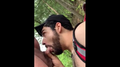 Sucking daddy off in the woods