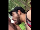 Sucking daddy off in the woods