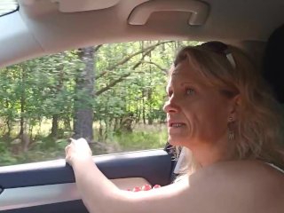 Old sexy hitchhiker whore from street fucked inforest with and then without a_condom