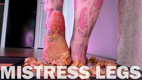 Squeezing Meat Burger By Beautiful Mistress Legs In Sheer Pantyhose