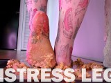 Squeezing Meat Burger By Beautiful Mistress Legs In Sheer Pantyhose