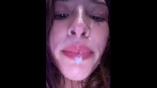 Spitting And Sucking Dildo And Pussy Dripping Cum