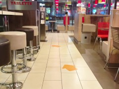 Better than mayonnaise - Bitch give risky public Handjob in Fast Food Restaurant