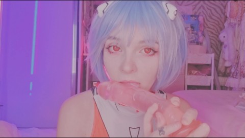 Rei Ayanami sucks dildo