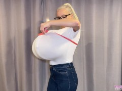 Measuring my huge breast expansion! Real time inflation