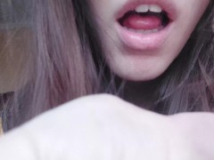 Giantess wakes up from her nap and swallows you whole