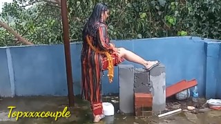 Painful Fuck after "RAIN BATH" ।। बारिश में देसी भाभी की मस्ती।