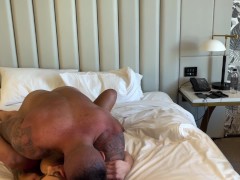 Petite blonde fit kitty called for room service and gets covered in cum
