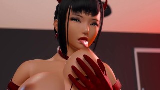 リップル-パート26-セックスシーン-LoveSkySanによって自分のおっぱいを吸うセクシーなDevilコスプレ