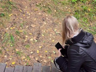 Walking with my stepsister in the forest park. Sex blog, Live video. - POV