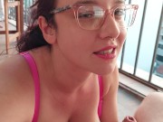 Preview 2 of "Do you think anyone is watching? - Public balcony blowjob