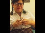 Preview 1 of Naughty School Girl Smokes a Bowl & plays w her tight pussy(full video on OnlyFans)