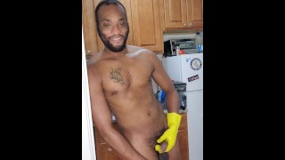 Kennie Jai cleans the house nude part one