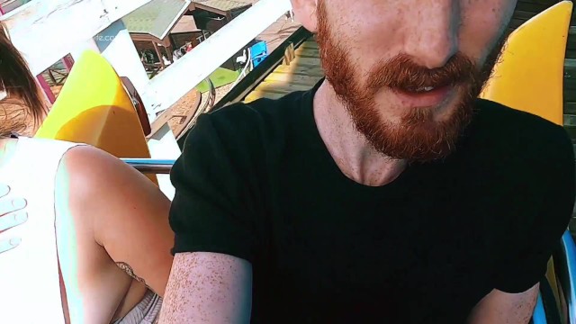 Riding rollercoaster at funfair nip slip, accidental public flash. Tit nipple slip