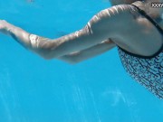 Preview 5 of Outdoor swimming pool erotics with naked Zazie