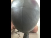 Preview 6 of HOODED COLLARED GIMP IN PVC LATEX CORSET SUCKS GAGS ON BBC DILDO WITH SPIT SALIVA