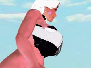 giantess, animation, cartoon, breast expansion
