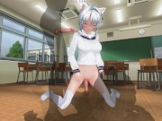 Preview 1 of 3D HENTAI Neko schoolgirl fucks with two teachers in the classroom