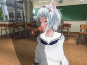 Preview 5 of 3D HENTAI Neko schoolgirl fucks with two teachers in the classroom