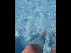 Feet Splashing in Public Pool! 