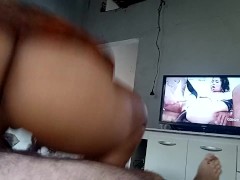 jumping mercilessly on the dick while watching triple anal in porn I want several dicks like thaT