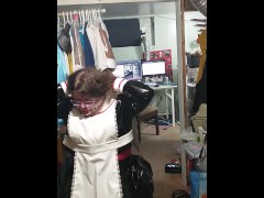 PVC Sakura Cosplay Sissy Maid Gag fun