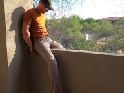 Preview 5 of Piss and cum on a hotel balcony