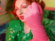 Preview 6 of pink rubber gloves video - ASMR teasing seducing close up - Arya Grander
