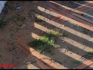 Ainoa: Walking through_the coastal park with boots and a_miniskirt