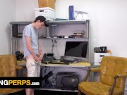Preview 2 of Young Perps - Serial Public Masturbator Myott Hunter Seduce The Security Officer And Makes Him Cum