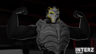 Animación de crecimiento muscular corto masculino turian