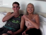 Awkward Hookup With A Happy Ending! Hot Blonde Blows New Guys Mind!