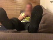 Preview 1 of TRADIE TEMPTATION - TIME TO TEASE - AUSSIE TRADIES BEAUTIFUL FEET AND STROKING STRONG COCK - HI VIS