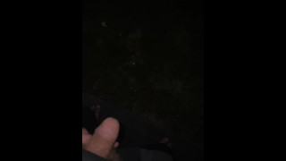 Slow Motion Outdoors Pissing in Backyard