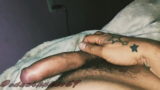 Rich Hard Cock Handjob In Bed