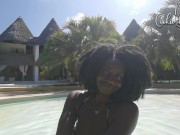 Preview 1 of Stunning Ebony Model, poolside teaser!, damn Mrs Cookie Brownie is FIRE!!!