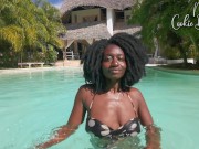 Preview 4 of Stunning Ebony Model, poolside teaser!, damn Mrs Cookie Brownie is FIRE!!!