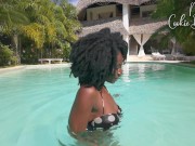 Preview 5 of Stunning Ebony Model, poolside teaser!, damn Mrs Cookie Brownie is FIRE!!!