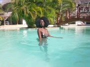 Preview 6 of Stunning Ebony Model, poolside teaser!, damn Mrs Cookie Brownie is FIRE!!!