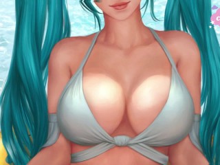 Cogen chica_timida en_la playa (lol Sona)