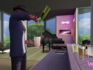 Amber masturbating while Johnny distracts himself