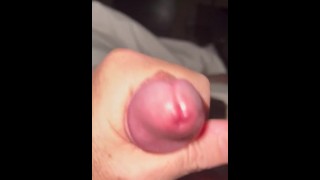 Jerking hard cock edging till cum almost drips