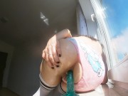 Preview 5 of Naughty Girl Fucks Her Ass on the Window & Squirts