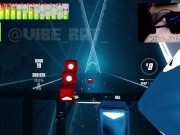 Preview 3 of Hards Free Ejaculation Playing BeatSaber with the Monster Nobra Twincharger Vibrator (bass nipple)