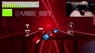 Hards Free Ejaculation Playing BeatSaber with the Monster Nobra Twincharger Vibrator (bass nipple)
