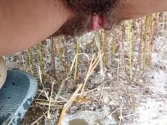 Peeing after masturbate. My ass was loose and something else came out too. Slow motion piss.