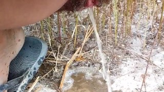 Peeing after masturbate. My ass was loose and something else came out too. Slow motion piss.