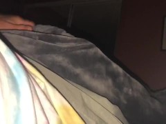 Video Taking care of my morning wood in bed while all alone and then cleaning up my cumshot with my mouth
