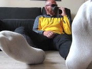 Preview 3 of Man's scent (6) - showing off my feet and smelling my socks.