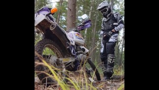 Pissing on Dirt Bike in Full Gear
